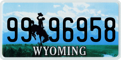 WY license plate 9996958