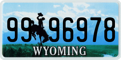 WY license plate 9996978