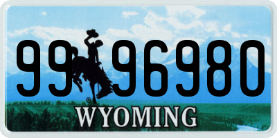 WY license plate 9996980