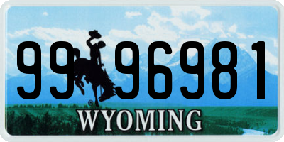 WY license plate 9996981