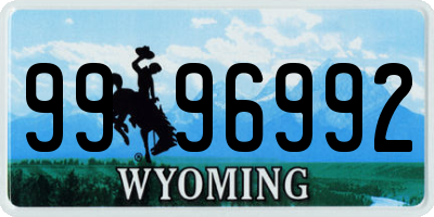 WY license plate 9996992