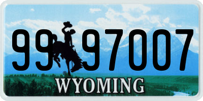 WY license plate 9997007