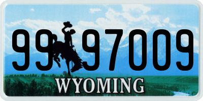 WY license plate 9997009