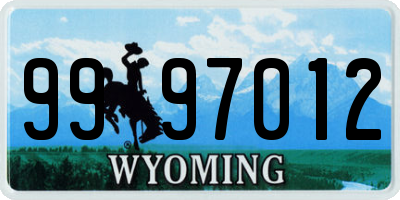 WY license plate 9997012