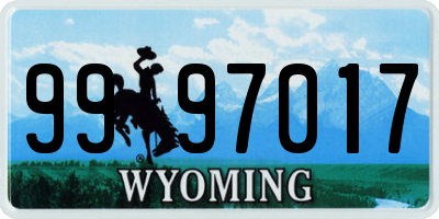 WY license plate 9997017