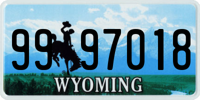 WY license plate 9997018