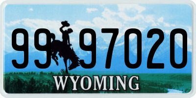 WY license plate 9997020