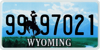 WY license plate 9997021