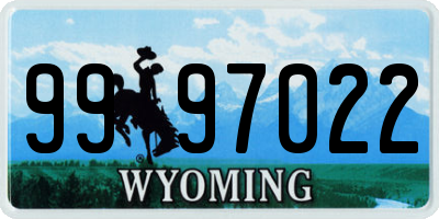 WY license plate 9997022