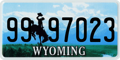 WY license plate 9997023