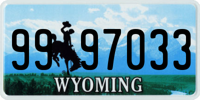 WY license plate 9997033