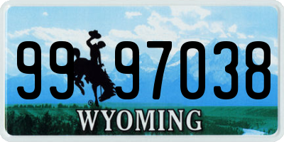 WY license plate 9997038