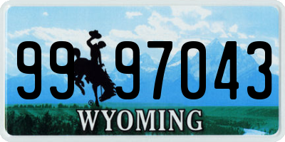 WY license plate 9997043