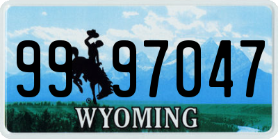 WY license plate 9997047