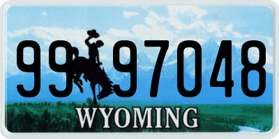 WY license plate 9997048