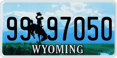 WY license plate 9997050