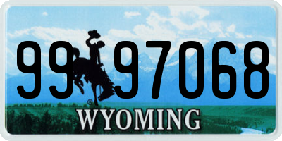 WY license plate 9997068