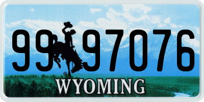 WY license plate 9997076