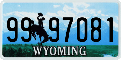 WY license plate 9997081
