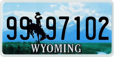 WY license plate 9997102