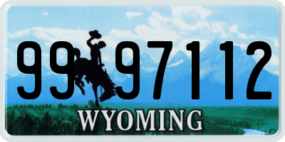 WY license plate 9997112