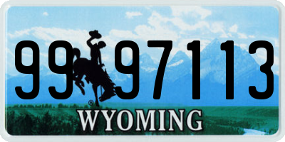 WY license plate 9997113