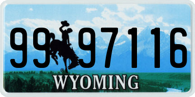 WY license plate 9997116