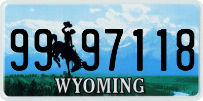 WY license plate 9997118