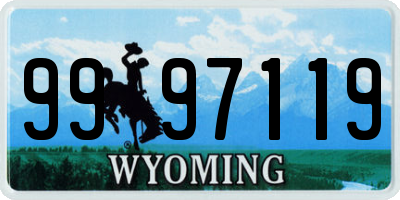 WY license plate 9997119