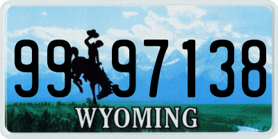 WY license plate 9997138