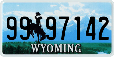 WY license plate 9997142