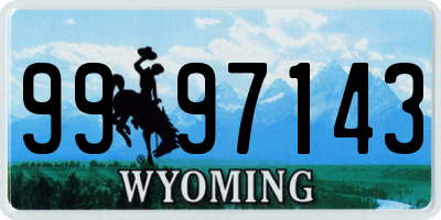 WY license plate 9997143