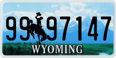 WY license plate 9997147