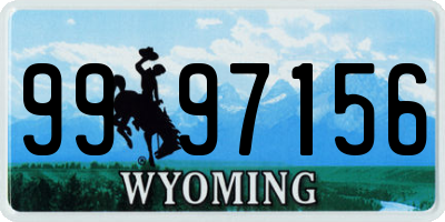 WY license plate 9997156