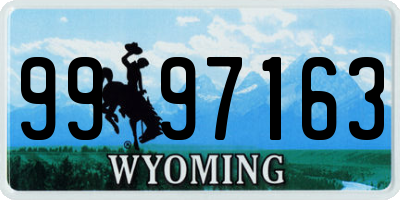 WY license plate 9997163