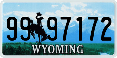 WY license plate 9997172