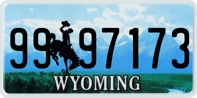 WY license plate 9997173