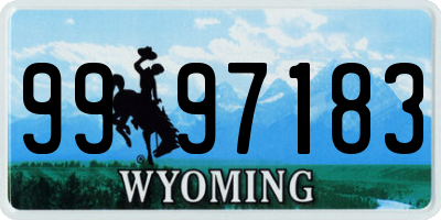 WY license plate 9997183