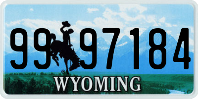 WY license plate 9997184
