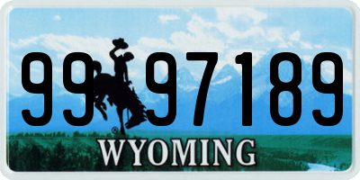 WY license plate 9997189