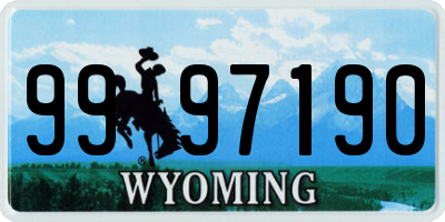WY license plate 9997190