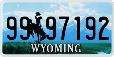 WY license plate 9997192