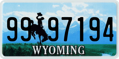 WY license plate 9997194