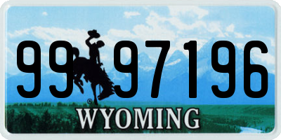 WY license plate 9997196