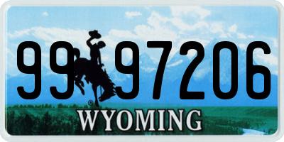 WY license plate 9997206