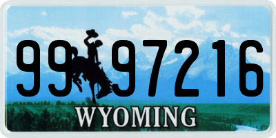 WY license plate 9997216