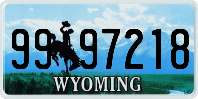 WY license plate 9997218