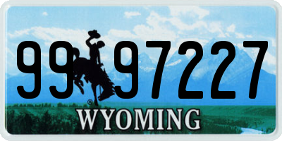 WY license plate 9997227