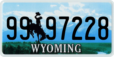 WY license plate 9997228