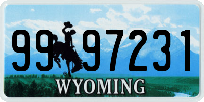 WY license plate 9997231